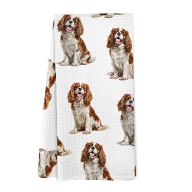 Imagem de Yorhifa Cavalier King Charles Spaniel presentes toalha de prato de cozinha, presentes para mulheres donas de amantes de cães, acessórios de cães, Cavalier King Charles Spaniel decoração toalhas de