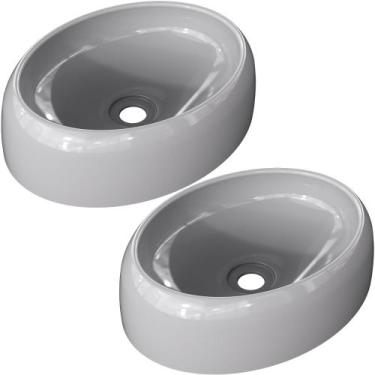 Imagem de Kit 02 Cubas de Apoio Oval Para Banheiro Lavabo C01 Capri O39 Cinza - 