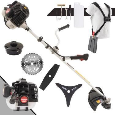 Imagem de Roçadeira Lateral Kawashima KW52-LE Motor 2 Tempos 52cc 10.000rpm 2,5HP de Potência Com Carretel e Faca 3 Pontas + Faca 2 Pontas + Faca 40 Dentes