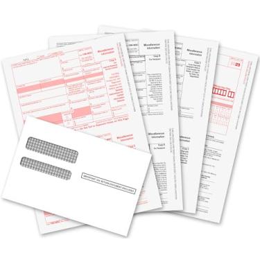 Imagem de 1099 MISC Forms 2023, 1099 MISC Laser Forms IRS Approved Designed for Quickbooks and Accounting Software 2023, 4 Part Tax Forms Kit, 50 Envelopes Self Seal, 50 Vendor Kit - Total 103 (203) Forms