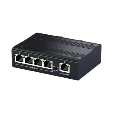 Imagem de Repetidor Extensor POE Gigabit De 4 Portas 1000Mbps Em Liga De Alumíni