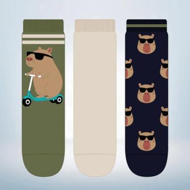 Imagem de Kit 03 Pares Meia Soquete Infantil Menino Capivara - Cia das Meias, 31