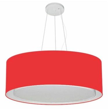Imagem de Lustre Pendente Cilíndrico Duplo Vivare Md-4126 Cúpula Em Tecido 80x30cm - Bivolt Vermelho 127/220v