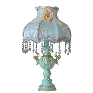 Imagem de Abajur de cabeceira Abajur de cabeceira clássico vitoriano com tecido francês e flores vintage para quarto