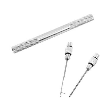 Imagem de Domary Isca de Armadilha de Liga de Alumínio Agulha de Isca, Conjunto de Perfuração, Portátil, Pescadores, para Perfuração de Peixes (Prata)