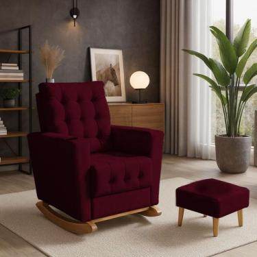 Imagem de Poltrona Duna Amamentação Balanço e Puff - B Home Decor, Bordo