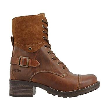 Imagem de Bigfanshu Botas femininas de cano curto com cadarço e cano baixo de inverno confortáveis quadradas com salto médio, Marrom, 37 M EU