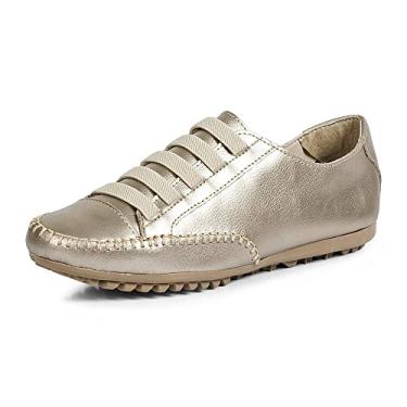 Imagem de Sapatênis Tênis Mocassim Feminino Couro Flay Izabela Araújo - 101 - Prata Velha Tamanho:40;Cor:Prata