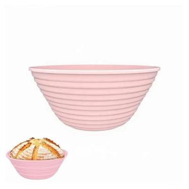 Imagem de Banneton Cestas à prova de pão, suprimentos de silicone para assar pão, cestas à prova de pão para fermento, cesta dobrável de 23,5 cm (rosa redondo)