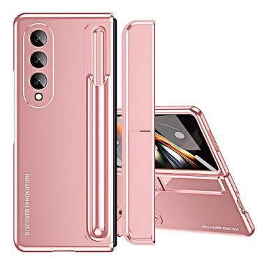 Imagem de Estojo dobrável para caneta com filme de vidro com cobertura total para Samsung Galaxy Z Fold 4 5G Capas de telefone, ouro rosa, para samsung Z Fold 5