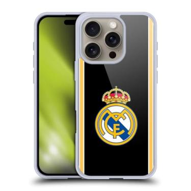 Imagem de Head Case Designs Capa de gel retrô preta oficialmente licenciada pelo Real Madrid CF Bring Back 99/00 [proteção de grau militar] compatível com Apple iPhone 16 Pro