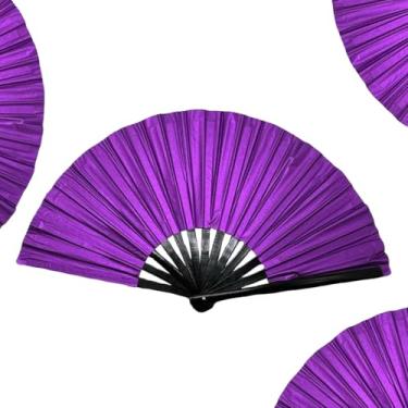 Imagem de Ventilador de botas no chão, ventiladores de palmas para dança de linha, grande ventilador de mão holográfico dobrável, artesanato segurando cores a laser, ventilador de mão para dança de linha (roxo)