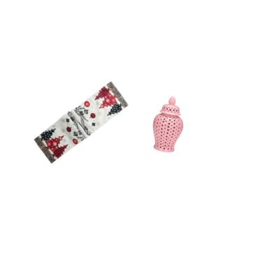 Imagem de Fenteer Caminho de Mesa Festivo de Inverno E Jarra de Cerâmica com Gengibre, Vaso de Porcelana para Decoração de Mesa de Centro de Feriados com Arranjo Floral