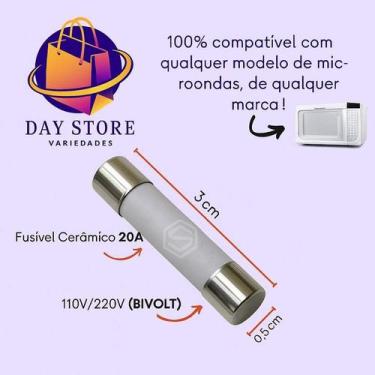 Imagem de Fusível Cerâmico 20A Para Microondas Compatível com Diversas Marcas e 