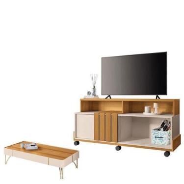 Imagem de Rack Bancada Graci 1.3 Com Mesa De Centro Cadenza Cinamomo Off White -