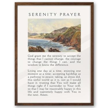 Imagem de EcoHest Arte de parede emoldurada de Jesus em madeira de carvalho, cor de nogueira, 30,5 x 40,6 cm, serenidade, oração, versículo bíblico, arte de parede, moderno, quarto, decoração religiosa, para