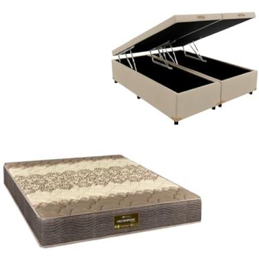Imagem de Cama Box Baú Bipartida Blindada com Colchão de Espuma Orthopedic (CORINO BEGE, Queen)