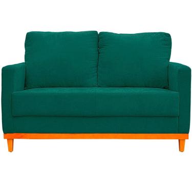 Imagem de Sofa Berlim 2 Lugares Base De Madeira Tecido Impermeavel Verde Musgo