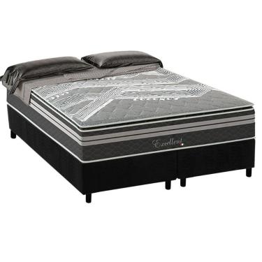 Imagem de Conjunto Box King: Colchão Molas Paropas Excellent Grafite + Base Crc Suede Black (193x203)