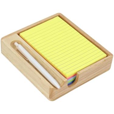 Imagem de Buqoo Suporte de notas adesivas de borracha, organizador de bloco de notas com compartimento para caneta, organizador de acessórios de mesa para escritório, escola, casa