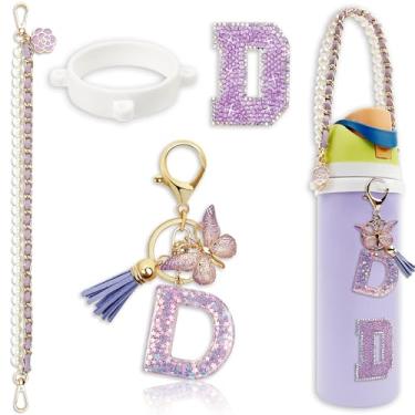 Imagem de Acessórios de letras para garrafas de água Owala – 680 g 947 g 1,134 g, com lindo pingente inicial e alça de alça, compatível com Free Sip, copo de café, Owala Kids, Sway, Stanley Cup Accessories