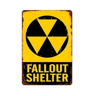 Imagem de Placa Fallout Shelter – Placa de metal retrô de alumínio de 20 x 30 cm, decoração de parede engraçada para casa, bar, caverna masculina