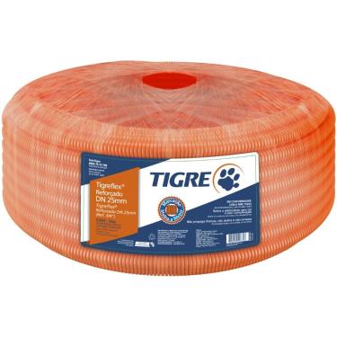 Imagem de Eletroduto Flexível Corrugado Reforçado 50m 25mm Laranja - 14211250 - TIGRE