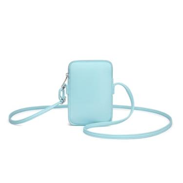 Imagem de YONBEN Pequena bolsa transversal com zíper para celular mini carteira de ombro carteira para smartphone com cartão de crédito, Azul claro