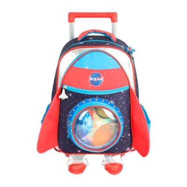 Imagem de Mochila De Rodinhas Escolar Infantil Oficial NASA Globo - Luxcel, Azul