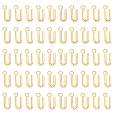 Imagem de Shapenty KC berloques espaçadores de letras do alfabeto de liga de ouro a granel para artesanato, pulseira, colar, pingente, chaveiro, joias, lembrancinhas, Natal, Ação de Graças, decoração (Letra U