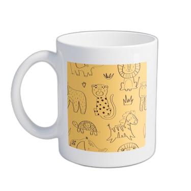 Imagem de Caneca Xícara de Café Porcelana 300ml Com Desenho Infantil de Animais Africanos