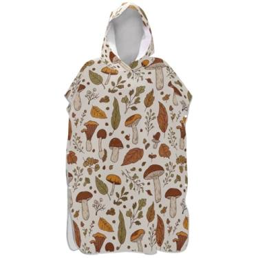 Imagem de Joisal Poncho de surfe plus size trocador de roupão adultos praia banho com capuz toalhas vintage cogumelos marrom unissex adulto poncho com capuz