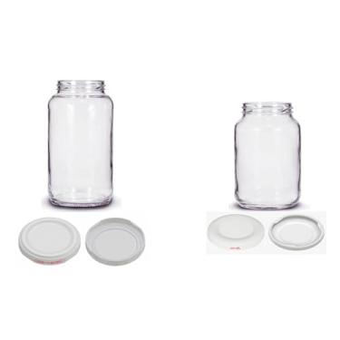Imagem de Conjunto Pote de Vidro Conserva 800ml + 600ml - Tampa Branca - 2 x Conjunto