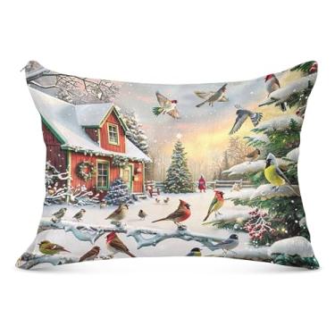 Imagem de Capa de almofada felpuda de Natal com zíper padrão Queen King Size fronhas de cama fofas para cabelo, tamanho Queen, 50,8 cm x 76,2 cm
