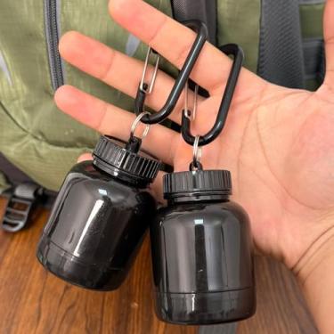 Imagem de 1 recipiente portátil de suplemento de polipropileno com dispensador de proteína em pó para academia, viagem, esportes, pré treino, coqueteleira, 200 ml (preto)