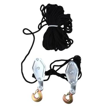 Imagem de Fafeicy de Polia de Talha de Corda 4 Rodas 8:1 Potência de Elevação 4400lbs Resistência à Ruptura Com Corda de Nylon de 20m para Elevação Pesada Em Oficina de Armazém de Garagem