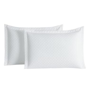 Imagem de Kit 2 Capas Porta Travesseiro Capa Matelado, Percal Microfibra 200 fios Matelassê Debrum Elegante 100% Poliester - 50x70cm Fronha Com Abas Hipoalergênico (Branco) Toque Macio Conforto Absoluto