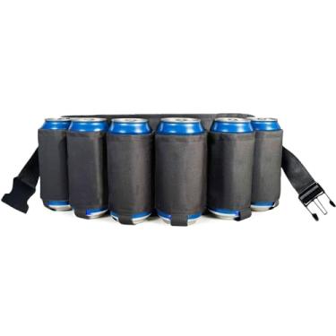 Imagem de Cinto de cerveja, coldre ajustável para cinto de refrigerante de cerveja, pacote com 6, porta-garrafas, bolsa de cintura, perfeita para festas, piqueniques, acampamento, churrasco, esportes ao ar