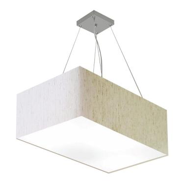 Imagem de Lustre Pendente Retangular Md-4372 Cúpula Em Tecido 60x40cm Linho Bege