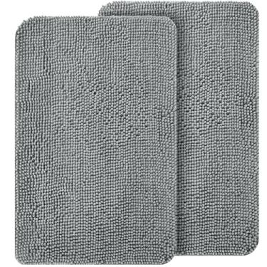 Imagem de OLANLY Conjunto de tapete de porta para cães 24 x 16, absorve umidade e sujeira, tapete absorvente antiderrapante lavável, tapete de lama de chenille de secagem rápida para cães, tapete de entrada