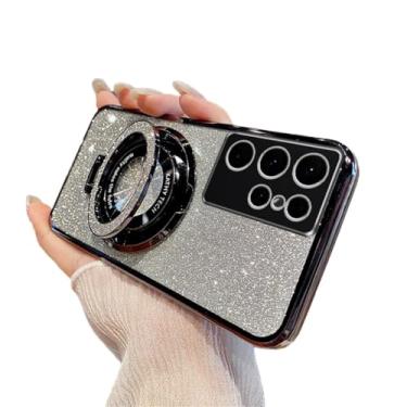 Imagem de SIYOPINPFY Capa para Samsung Galaxy S26 Ultra, com glitter, com suporte, protetor de câmera, capa protetora fina e luxuosa à prova de choque para Samsung Galaxy S26 Ultra Black YD