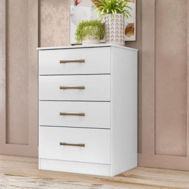 Imagem de Cômoda Ms913 Organizadora Roupa Para Quarto 4 Gavetas Branco - MOBIGU