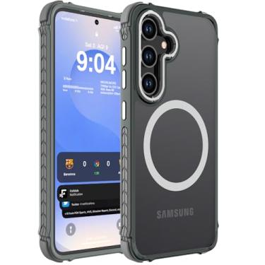 Imagem de DEERLAMN Capa magnética forte para Samsung Galaxy S24/S25 de 6,2 polegadas, [compatível com Magsafe] [Proteção contra quedas de grau militar] Capa protetora de telefone fosca translúcida à prova de