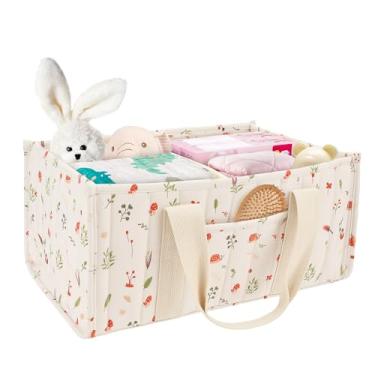Imagem de Organizador de fraldas para bebês, cesta de armazenamento para estação de fraldas, cesta de armazenamento elegante para recém-nascidos, essencial para chá de bebê, presente para meninas ou meninos