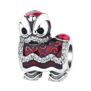 Imagem de Pingente De Daruma Da Guarda Real Em Prata Com Contas Vermelhas Para M