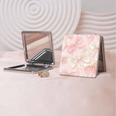Imagem de Y2K Espelho de maquiagem portátil estilo milenar, mini espelho de maquiagem portátil dobrável, espelho de contorno quadrado compacto de dupla face, adequado para todos em várias ocasiões