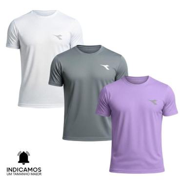 Imagem de Kit 3 Camisetas Diadora Small Logo Masculina - Branco e Grafite GG-Masculino