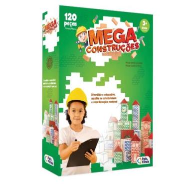 Imagem de Jogo Infantil 120 Peças Madeira Mega Construções Lógica Criatividade P