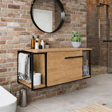 Imagem de Gabinete Banheiro Sem Cuba Armário Lavabo Porta Toalha - LaCasaMia, Me