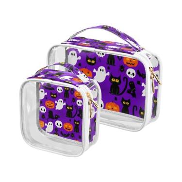 Imagem de xigua Bolsa de maquiagem de fantasmas de Halloween para mulheres, bolsa de cosméticos de viagem, bolsa de higiene portátil à prova d'água para viagens, férias, organização de banheiro